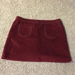 Maroon Suede Studded Skirt